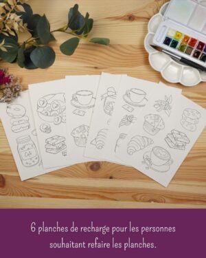 recharge d'illustration pré-tracées sur papier aquarelle de la marque planète aquarelle